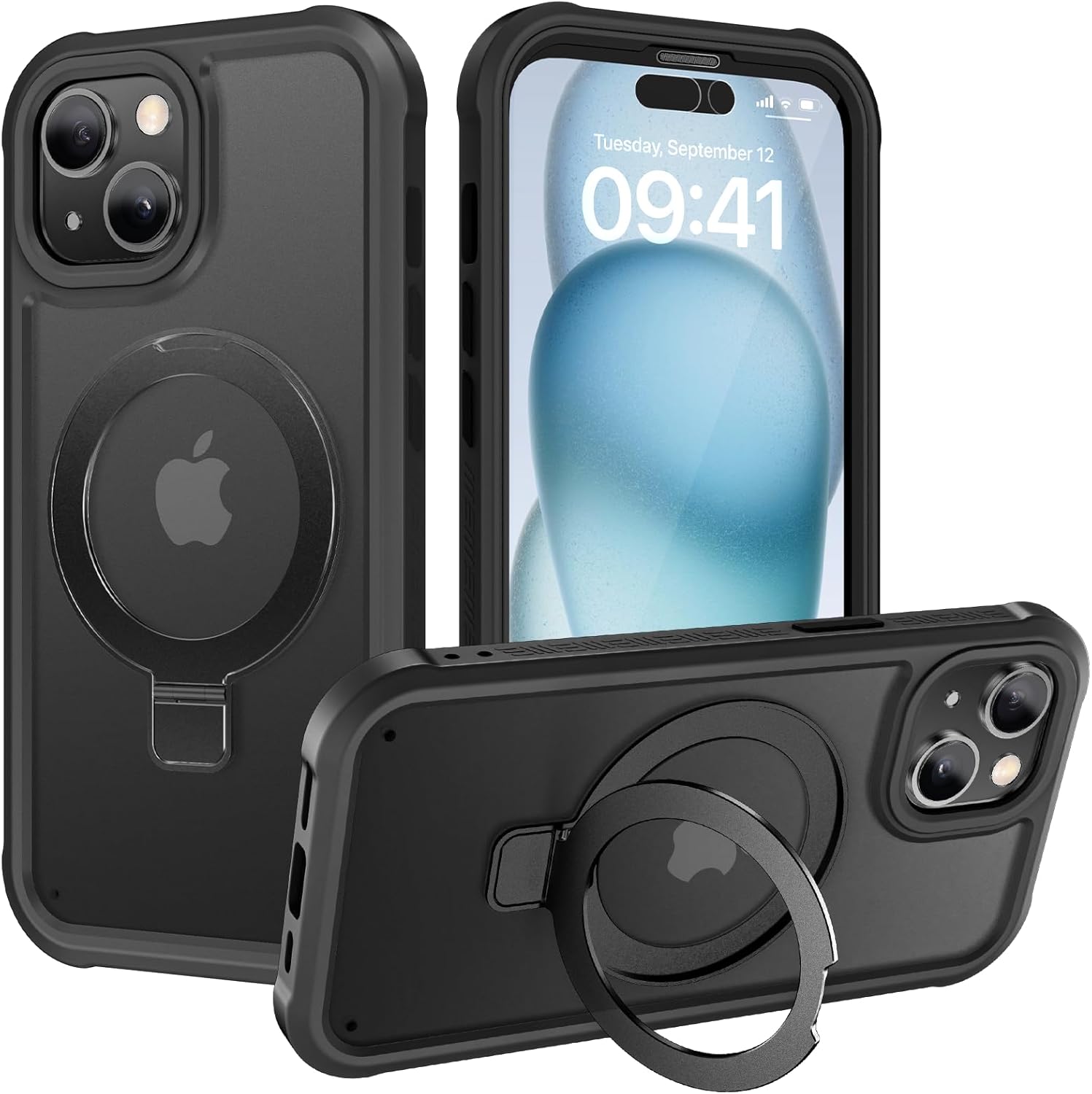 Diaclara Designed for iPhone 15 Case, Full Body Rugged Case with Built-in Touch Sensitive Anti-Scratch Screen Protector, with Camera Lens Protector for iPhone 15 6.1" (Wave Blue)