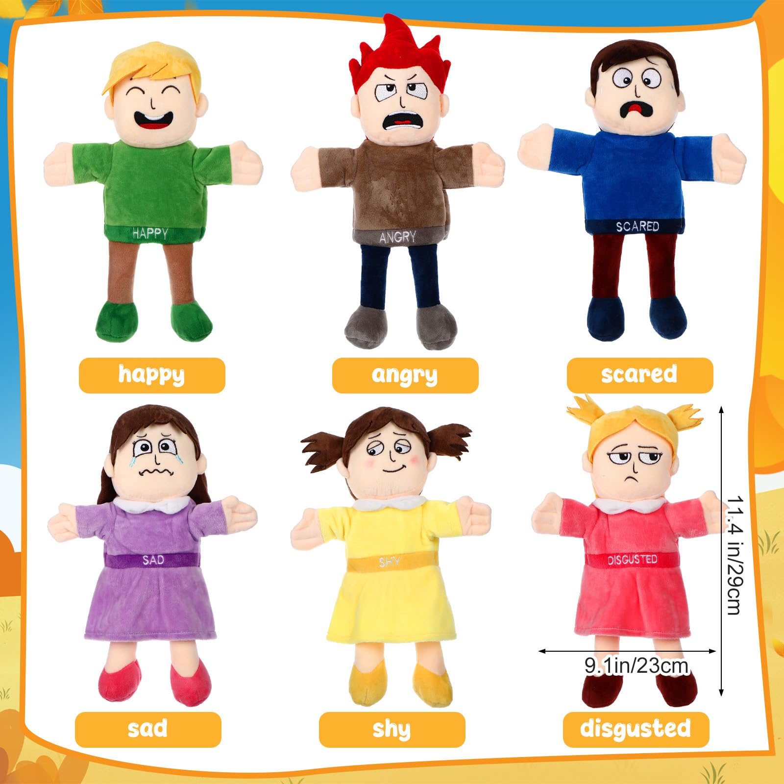 Lenwen 6 Pcs Family Hand Puppet Set Family Members Puppets with Movable Mouth Soft Plush for Boys and Girls Teens Kids Storytelling Play School Teaching Preschool (African American)