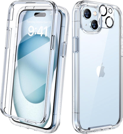 Diaclara Designed for iPhone 15 Case, Full Body Rugged Case with Built-in Touch Sensitive Anti-Scratch Screen Protector, with Camera Lens Protector for iPhone 15 6.1" (Wave Blue)