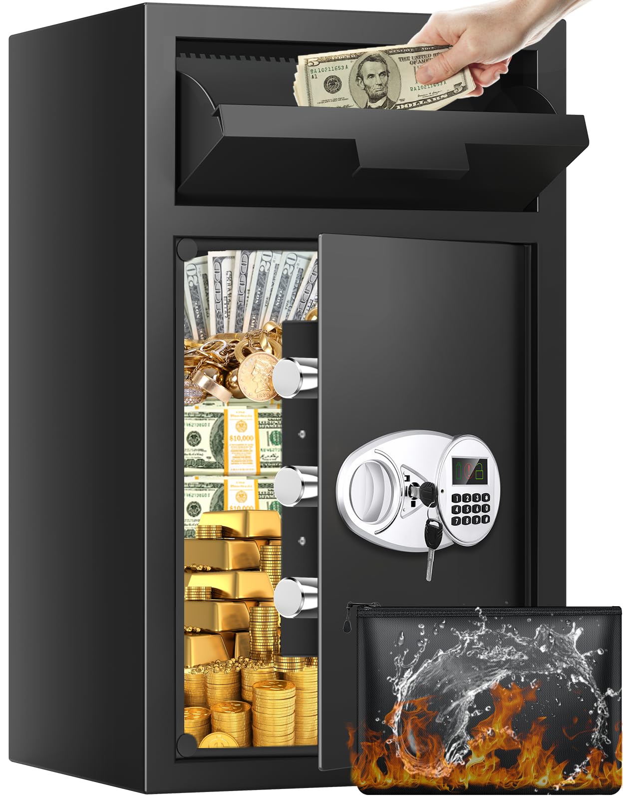 5.8 CU FT Extra Large Drop Safe for Business, Anti-Theft Money Drop Slot Safes with Digital Keypad and Spare Keys, Heavy Duty Depository Safe for Home Office Retail Store Business Mail Church