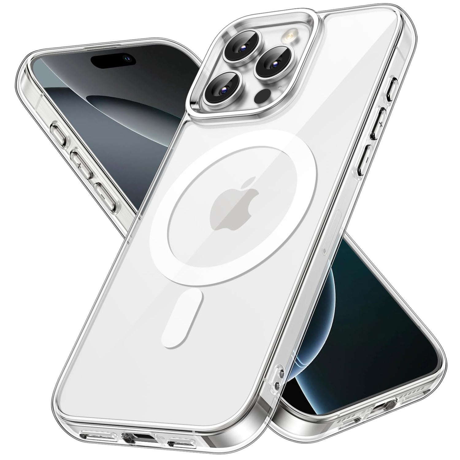 premium aplus module features iPhone with clear case showcasing MagSafe compatibility and sleek design.