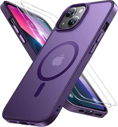 iPhone 16e 17e MagSafe case, protective case in purple color, with stylized design and precise cutouts.