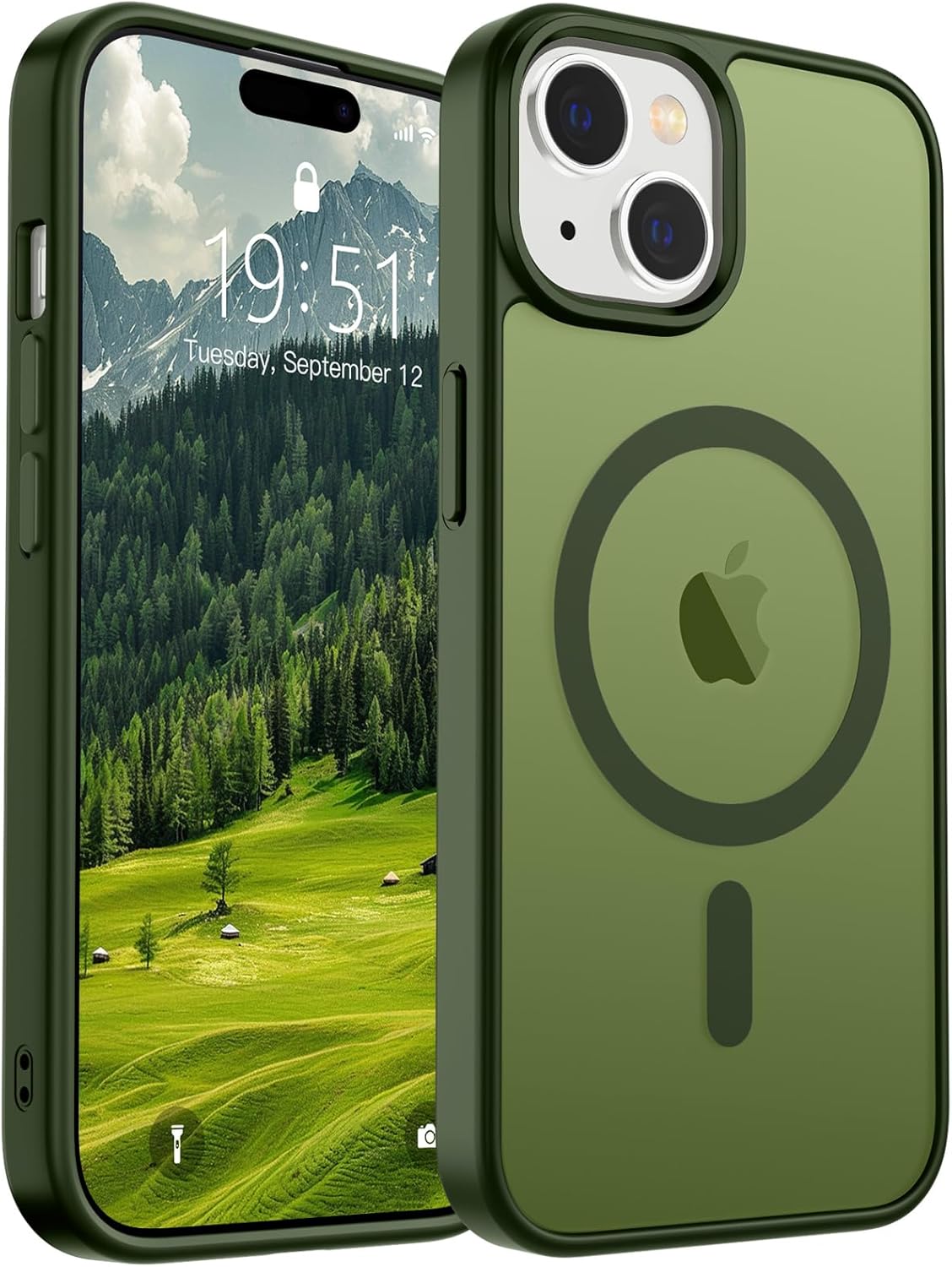 SUPFINE Magnetic for iPhone 14 Case &amp; iPhone 13 Case (Compatible with MagSafe)(Military Grade Drop Protection) Translucent Matte Shockproof Phone Cover,Black