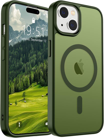 SUPFINE Magnetic for iPhone 14 Case &amp; iPhone 13 Case (Compatible with MagSafe)(Military Grade Drop Protection) Translucent Matte Shockproof Phone Cover,Black