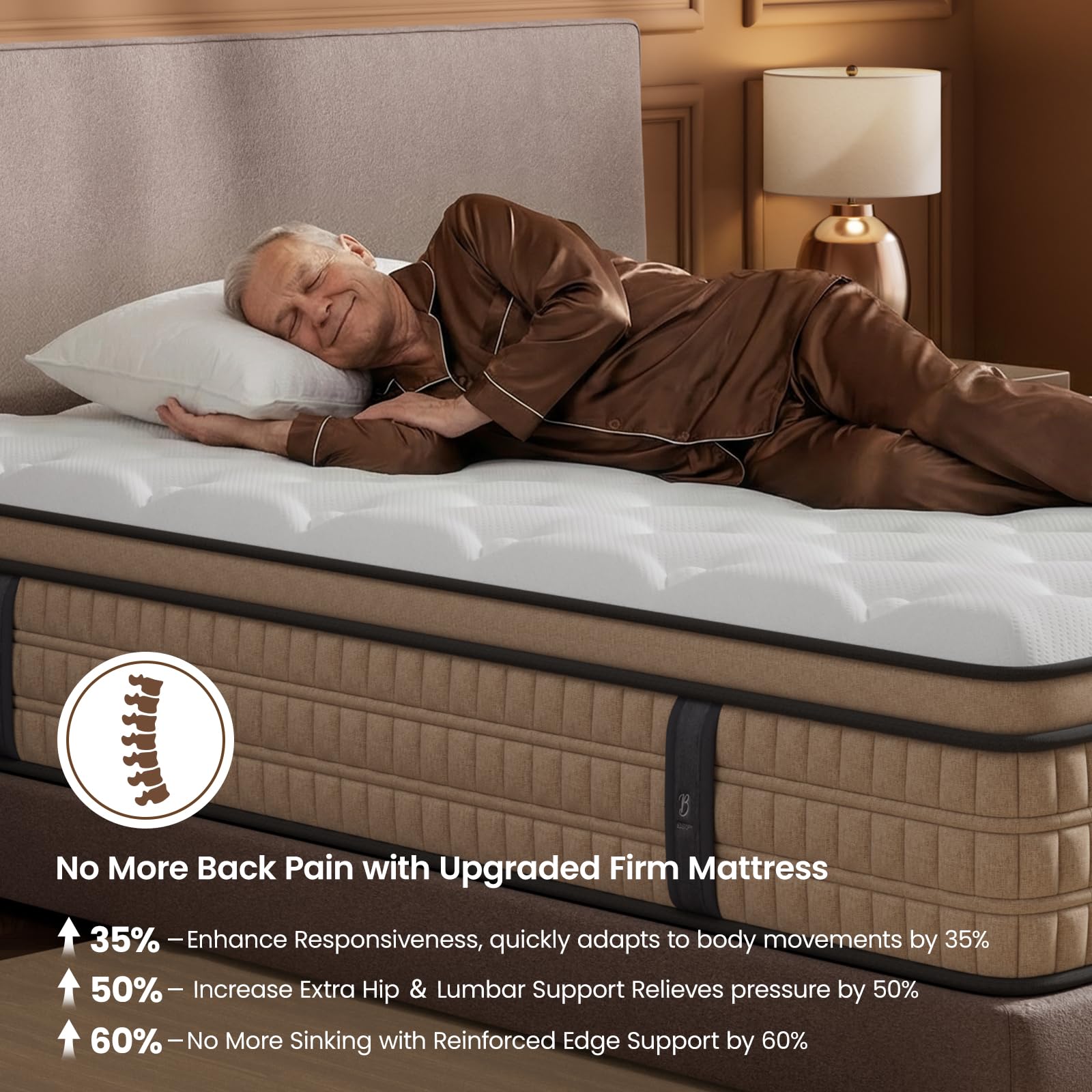 BedStory Extra Firm Queen Mattress 14 inch - Pain-Relieving Hybrid Mattress for Extra Lumbar &amp; Hip Support - No Sagging Bed in a Box - 365-Night Trial - No Odor, Fiberglass-Free, CertiPUR-US Certified