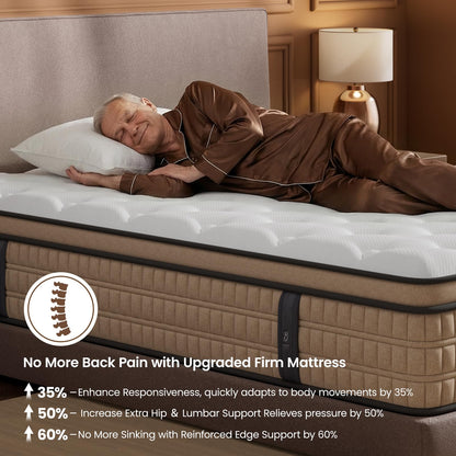 BedStory Extra Firm Queen Mattress 14 inch - Pain-Relieving Hybrid Mattress for Extra Lumbar &amp; Hip Support - No Sagging Bed in a Box - 365-Night Trial - No Odor, Fiberglass-Free, CertiPUR-US Certified