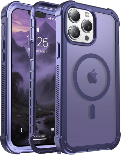 Magnetic for iPhone 14 Case, [Compatible with MagSafe][Military Grade Drop Protection][Heavy Duty Protection][Non-Slip][Shockproof] 2-Layer Durable Bumper Phone Case 6.1&