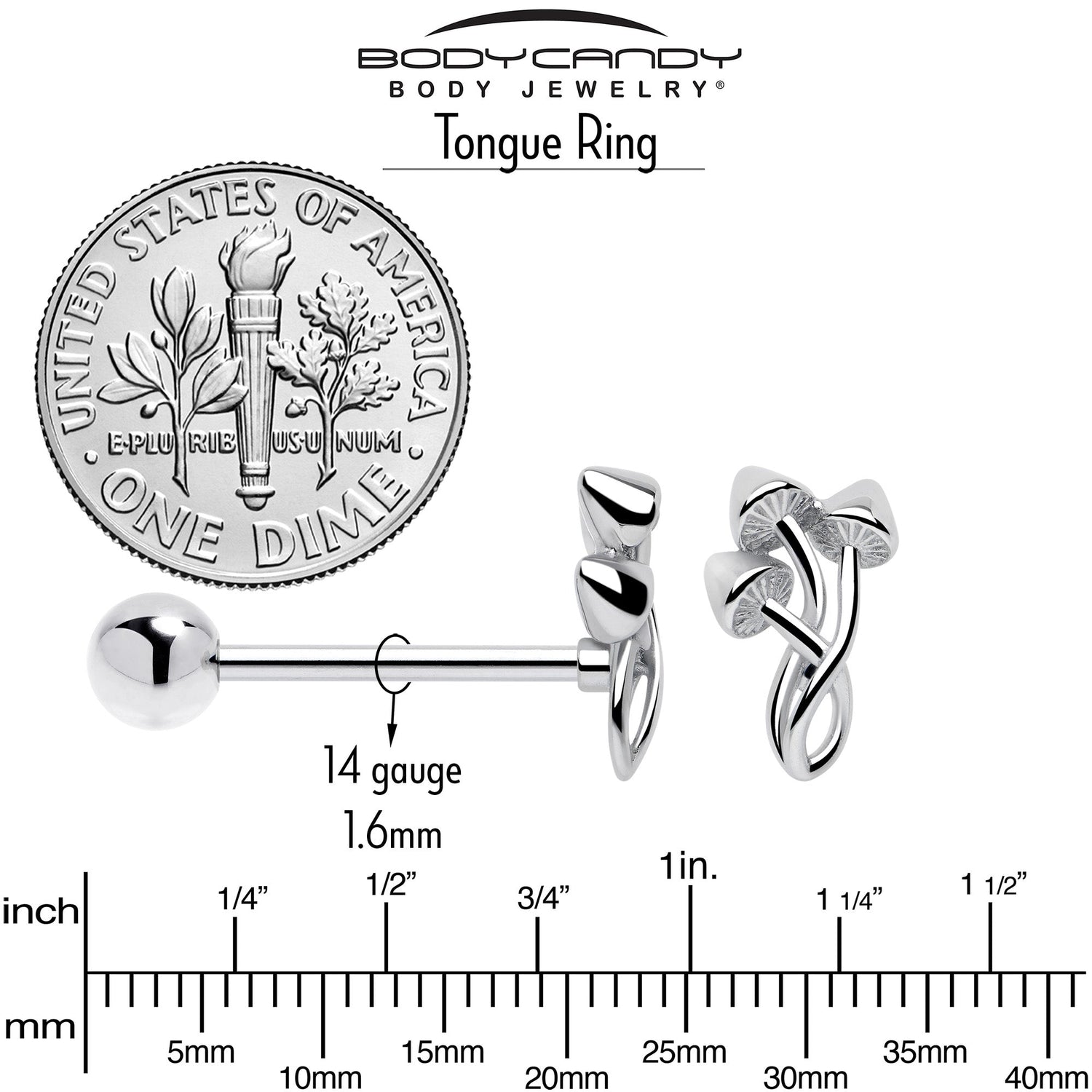 Trippy Mushroom Trio Barbell Tongue Ring
