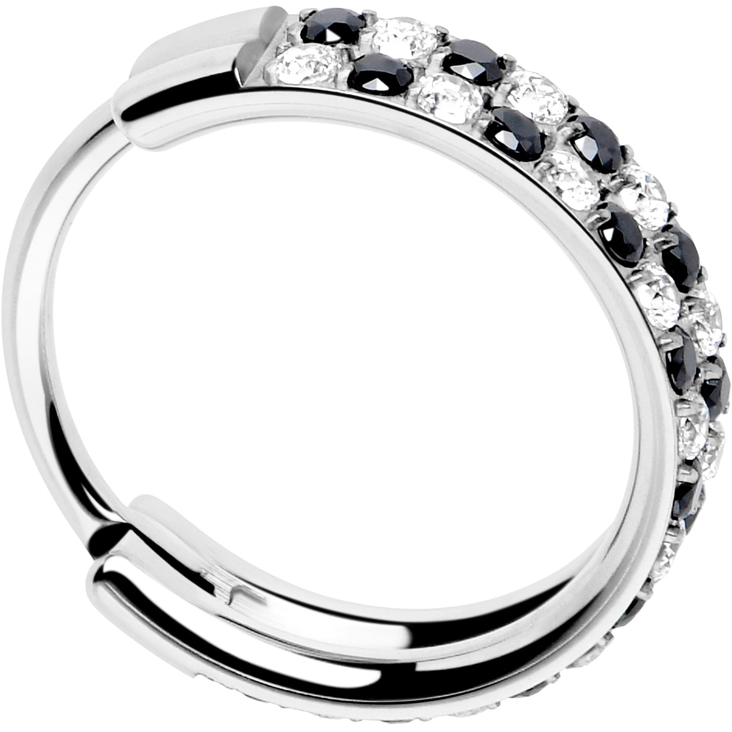 20G CZ Double Row Checkerboard Implant Grade Titanium Nose Hoop