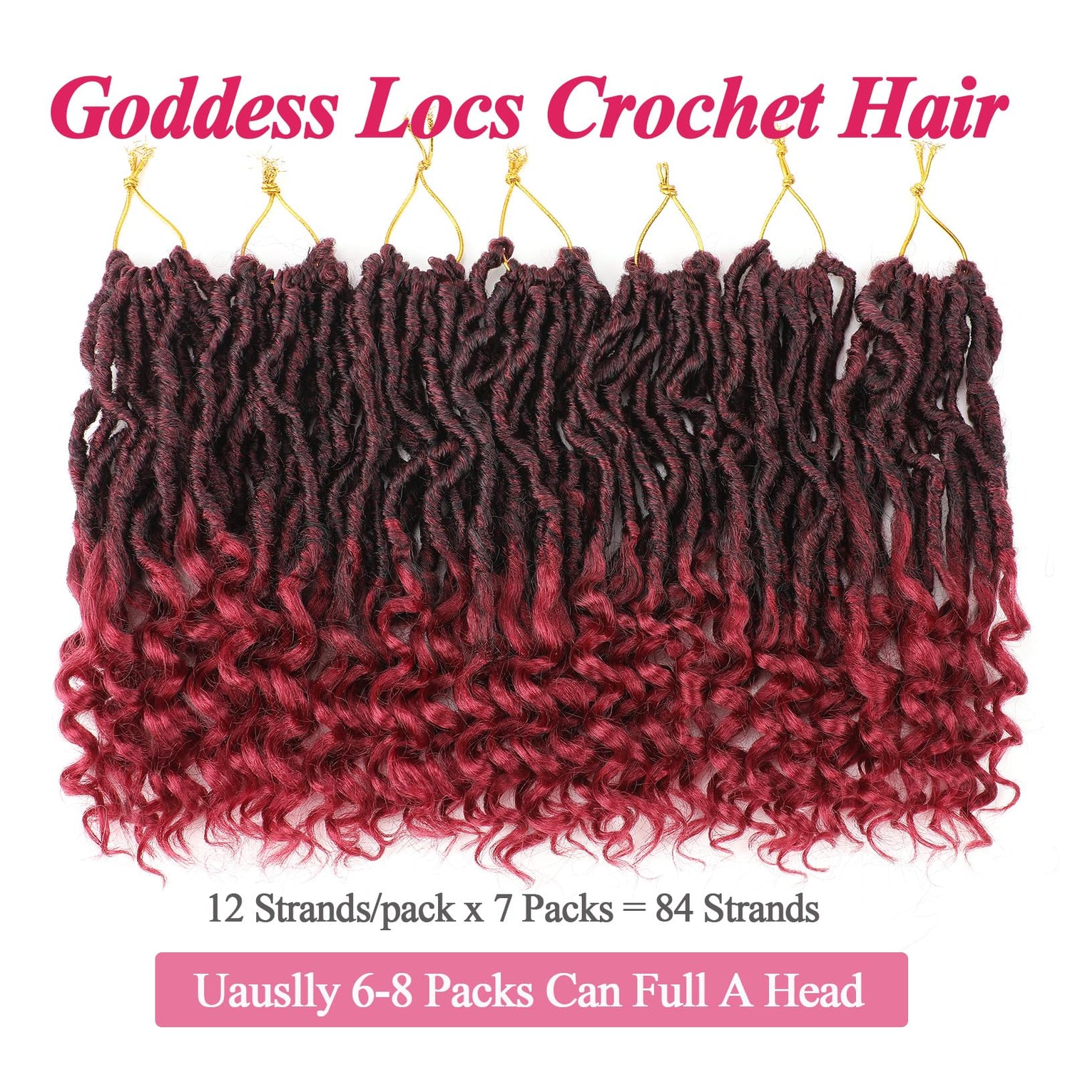Leeven 7 Packs Faux Locs With Curly Ends 18 Inch Pre-looped Goddess Locs Crochet Hair 84 Strands Natural Black Crochet Bohemian Soft Locs Braiding Hair Extensions With Curls for Women 1B