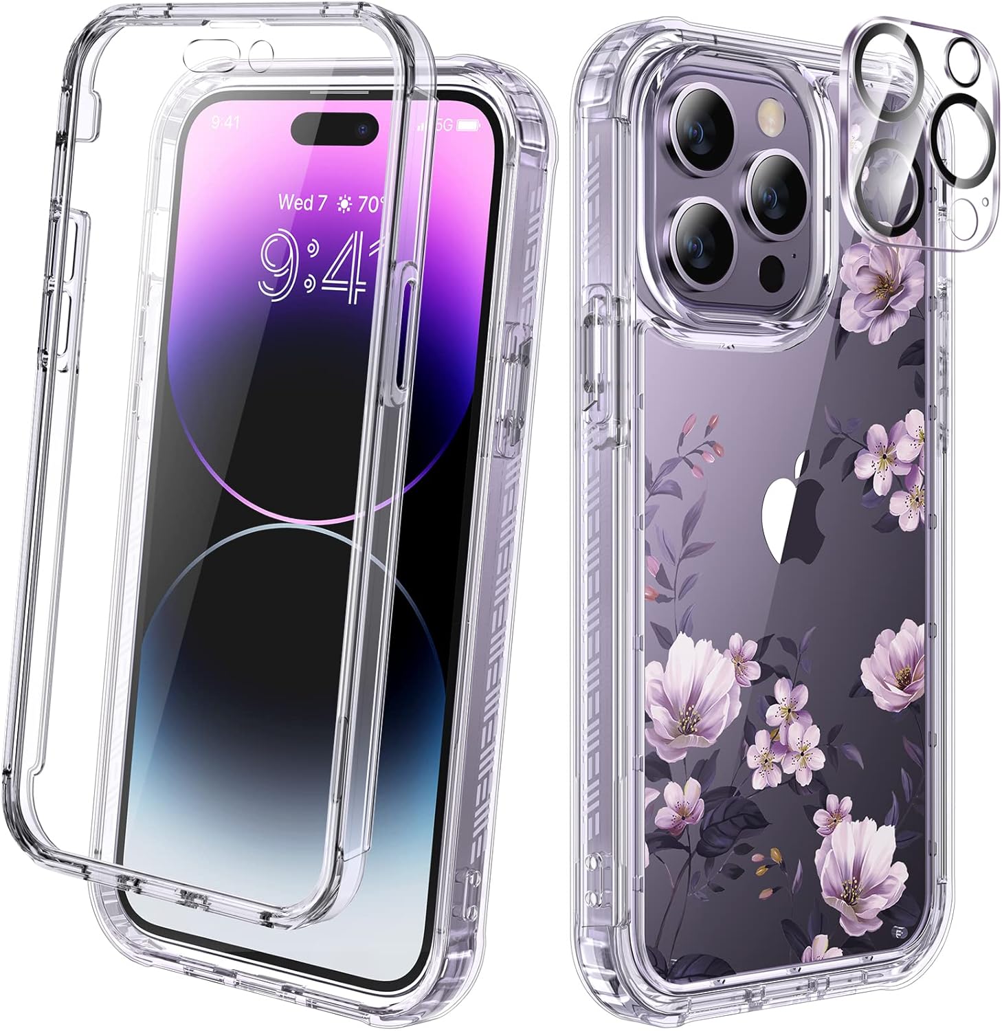 Diaclara Designed for iPhone 15 Case, Full Body Rugged Case with Built-in Touch Sensitive Anti-Scratch Screen Protector, with Camera Lens Protector for iPhone 15 6.1" (Wave Blue)