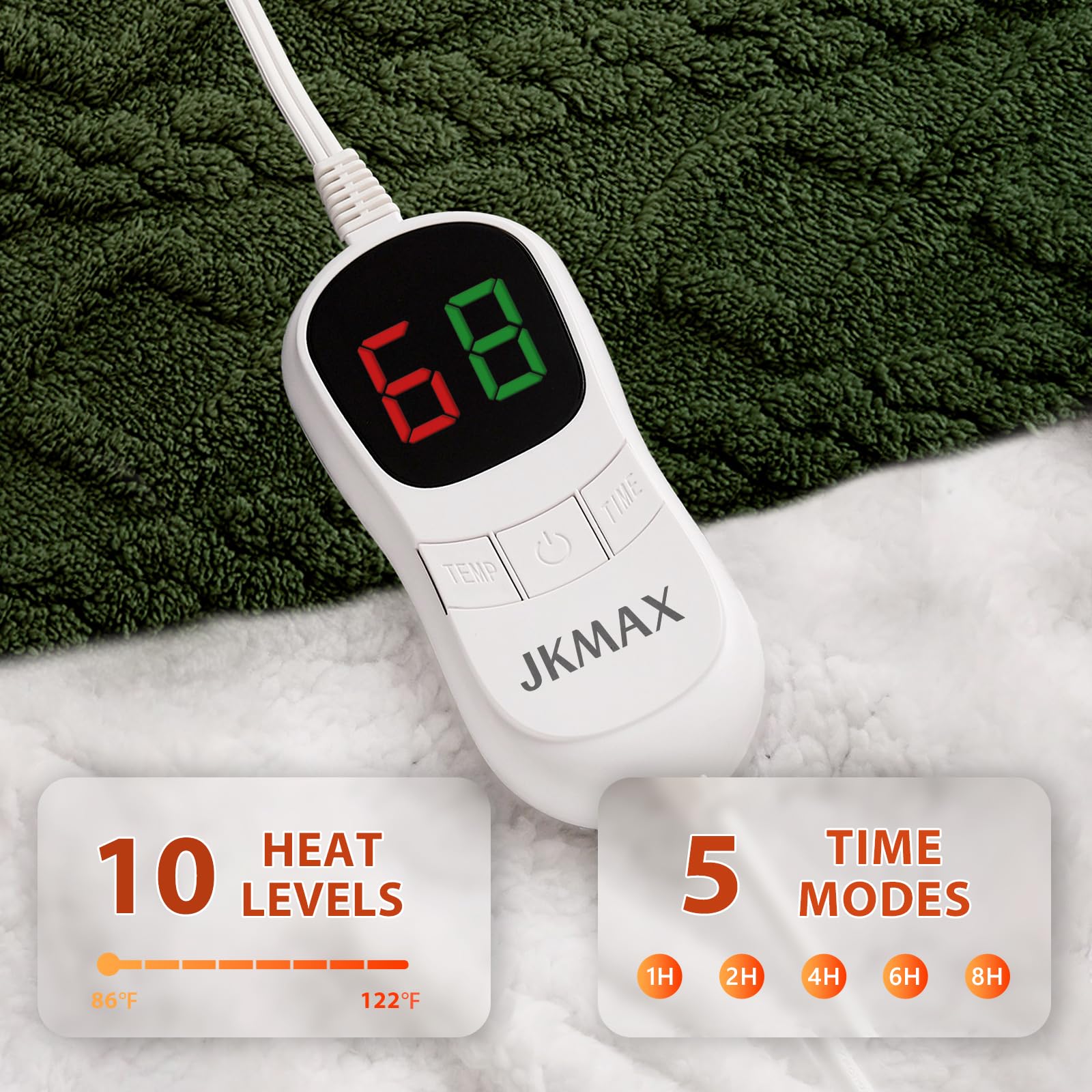 Heated Blanket Full Size - Premium Soft Heating Electric Blanket, Fast Heating with 10 Heating Settings, 5 Time Settings, Machine Washable - Perfect for Winter &amp; Cold Nights (72"x84", Grey)