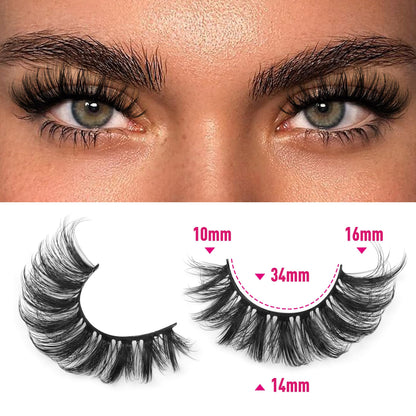 14 Pairs Wispy Mink Lashes False Eye Lashes Natural Look 5D Volume 16mm Fake Eyelashes Pack by TNFVLONEINS