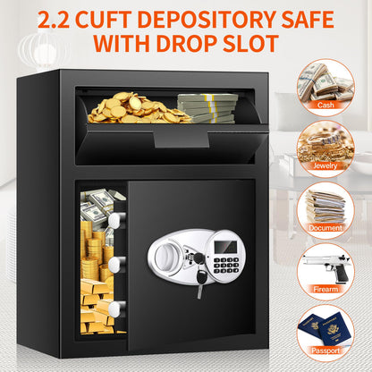 5.8 CU FT Extra Large Drop Safe for Business, Anti-Theft Money Drop Slot Safes with Digital Keypad and Spare Keys, Heavy Duty Depository Safe for Home Office Retail Store Business Mail Church