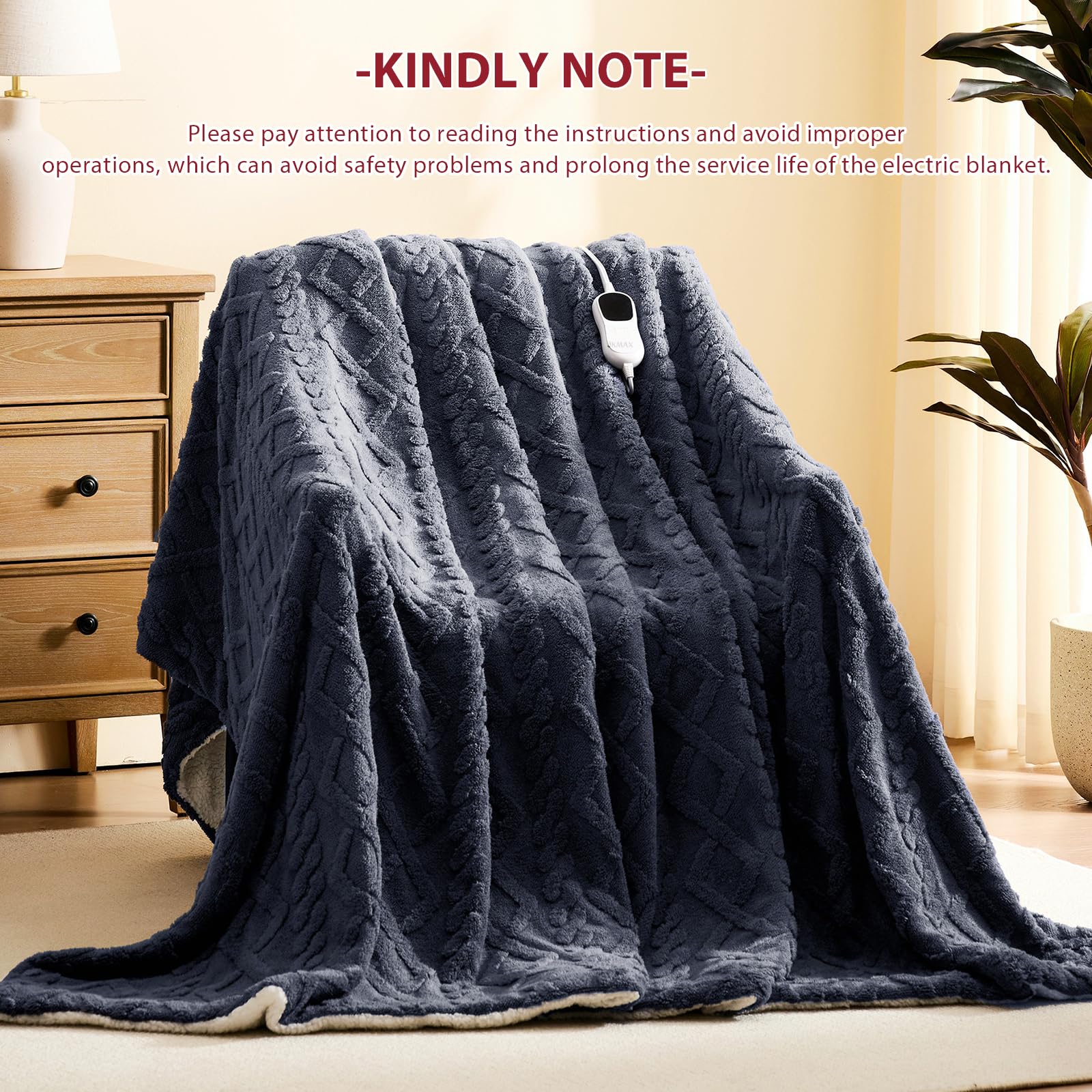 Heated Blanket Full Size - Premium Soft Heating Electric Blanket, Fast Heating with 10 Heating Settings, 5 Time Settings, Machine Washable - Perfect for Winter &amp; Cold Nights (72"x84", Grey)