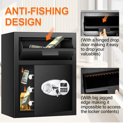 5.8 CU FT Extra Large Drop Safe for Business, Anti-Theft Money Drop Slot Safes with Digital Keypad and Spare Keys, Heavy Duty Depository Safe for Home Office Retail Store Business Mail Church