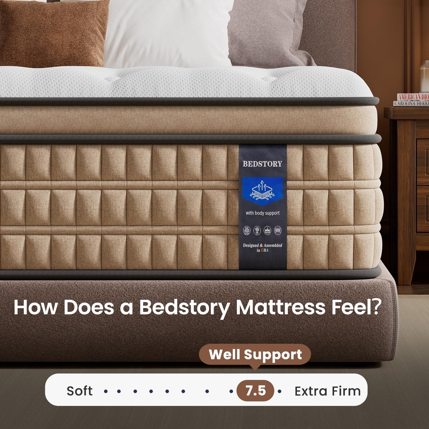 BedStory Extra Firm Queen Mattress 14 inch - Pain-Relieving Hybrid Mattress for Extra Lumbar &amp; Hip Support - No Sagging Bed in a Box - 365-Night Trial - No Odor, Fiberglass-Free, CertiPUR-US Certified