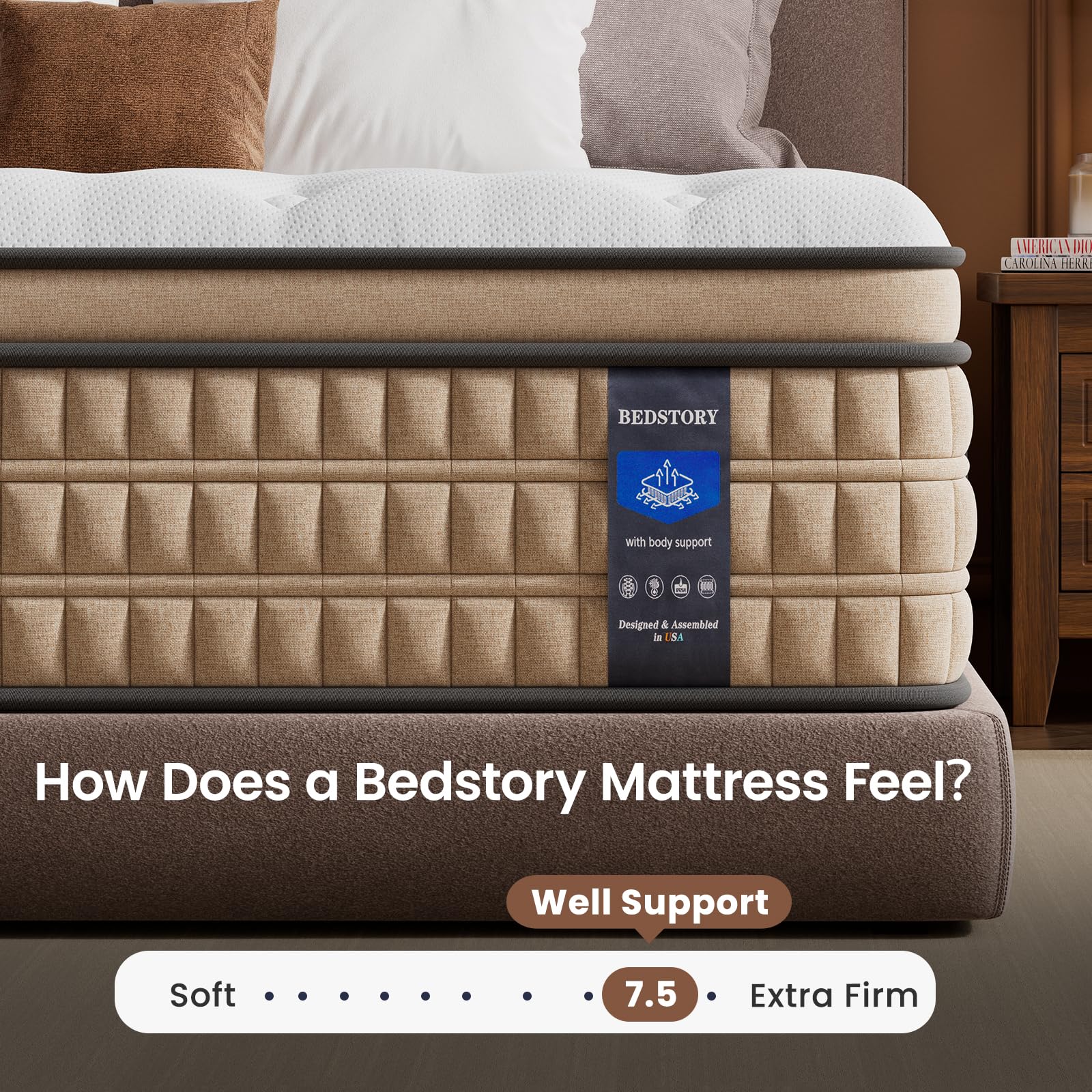 BedStory Extra Firm Queen Mattress 14 inch - Pain-Relieving Hybrid Mattress for Extra Lumbar &amp; Hip Support - No Sagging Bed in a Box - 365-Night Trial - No Odor, Fiberglass-Free, CertiPUR-US Certified