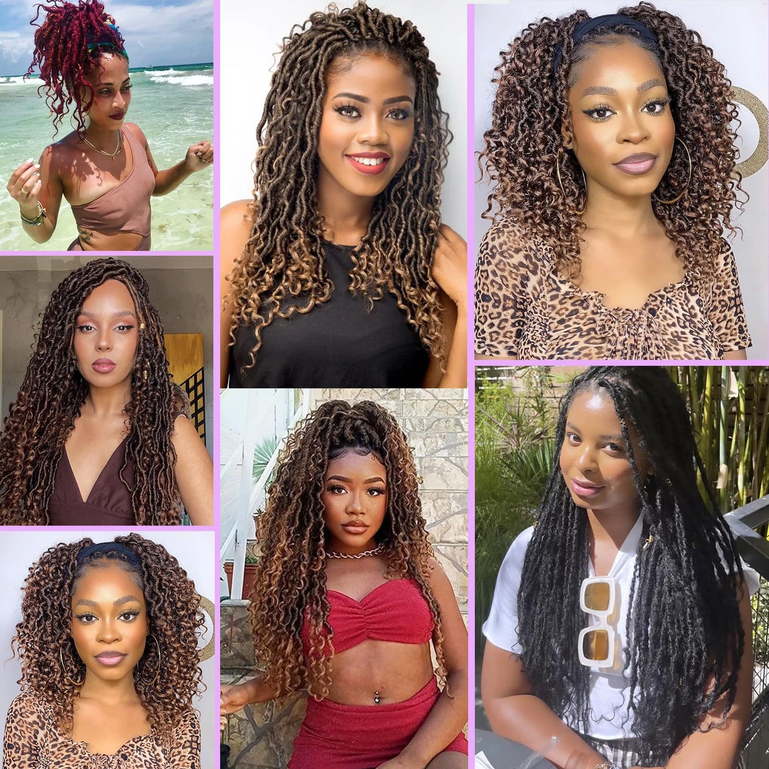 Leeven 7 Packs Faux Locs With Curly Ends 18 Inch Pre-looped Goddess Locs Crochet Hair 84 Strands Natural Black Crochet Bohemian Soft Locs Braiding Hair Extensions With Curls for Women 1B