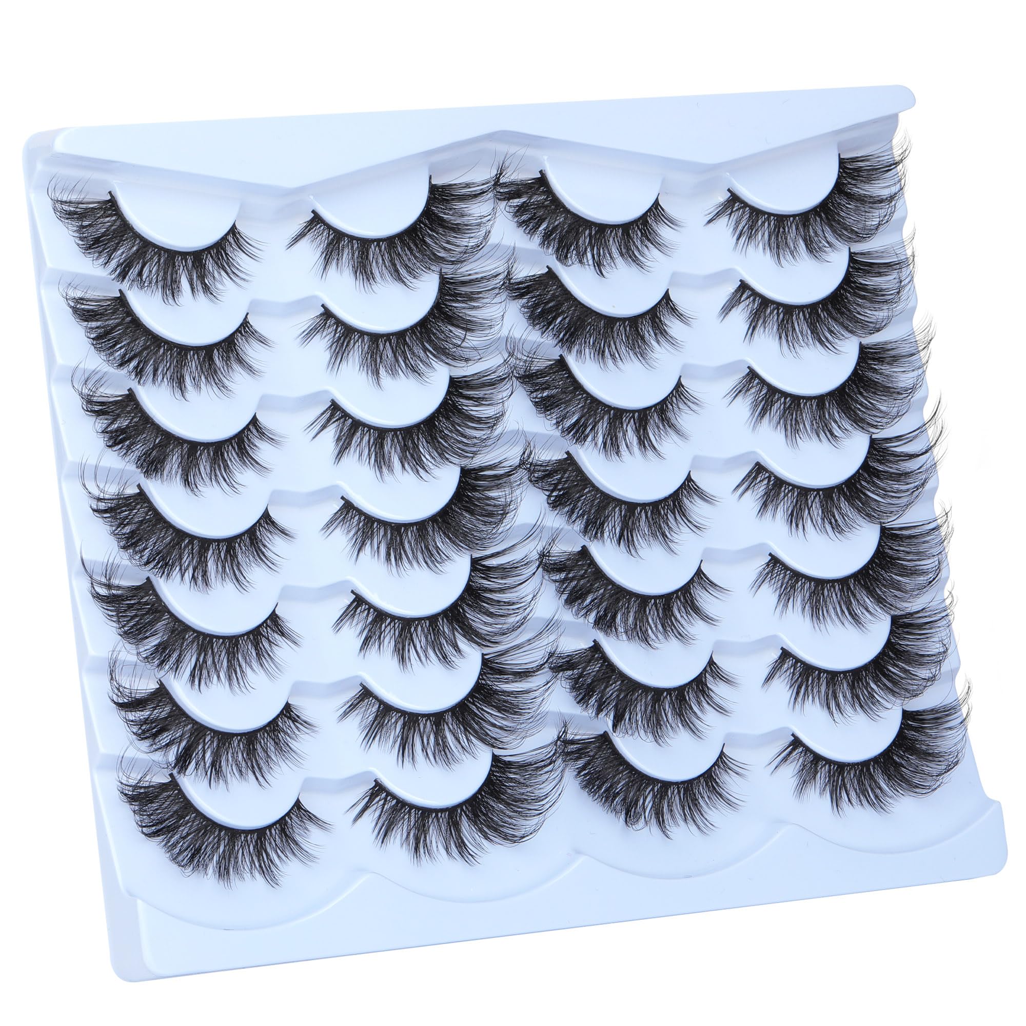 14 Pairs Wispy Mink Lashes False Eye Lashes Natural Look 5D Volume 16mm Fake Eyelashes Pack by TNFVLONEINS