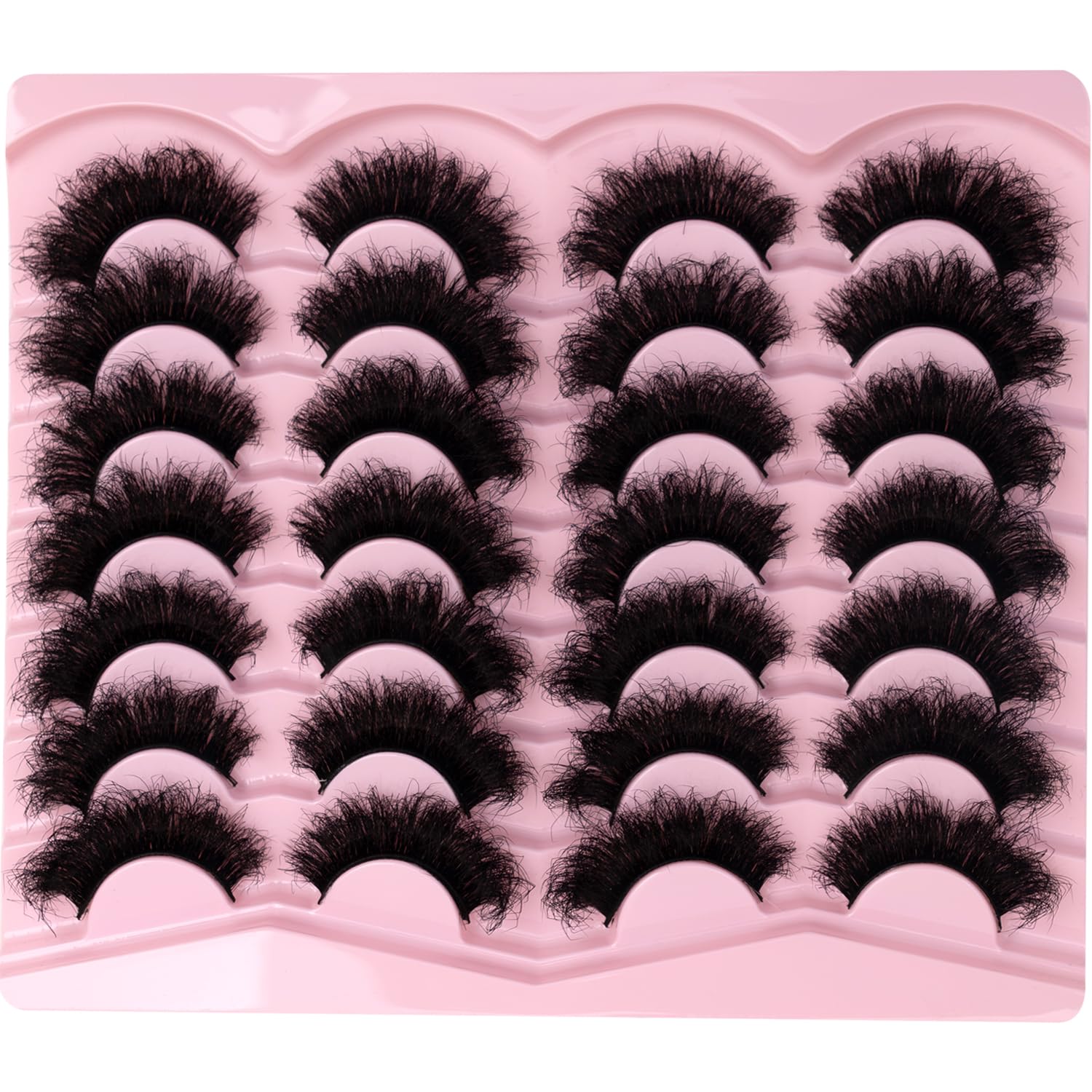 Mink Lashes Fluffy 20mm Volume False Eyelashes 8D Cat Eye Strip Lashes D Curl 14 Pairs Dramatic Soft Eyelash 25mm Big Long Lash Strips Lashes Pack That Look Like Extensions Faux Mink Lashes
