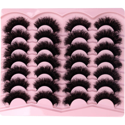 Mink Lashes Fluffy 20mm Volume False Eyelashes 8D Cat Eye Strip Lashes D Curl 14 Pairs Dramatic Soft Eyelash 25mm Big Long Lash Strips Lashes Pack That Look Like Extensions Faux Mink Lashes