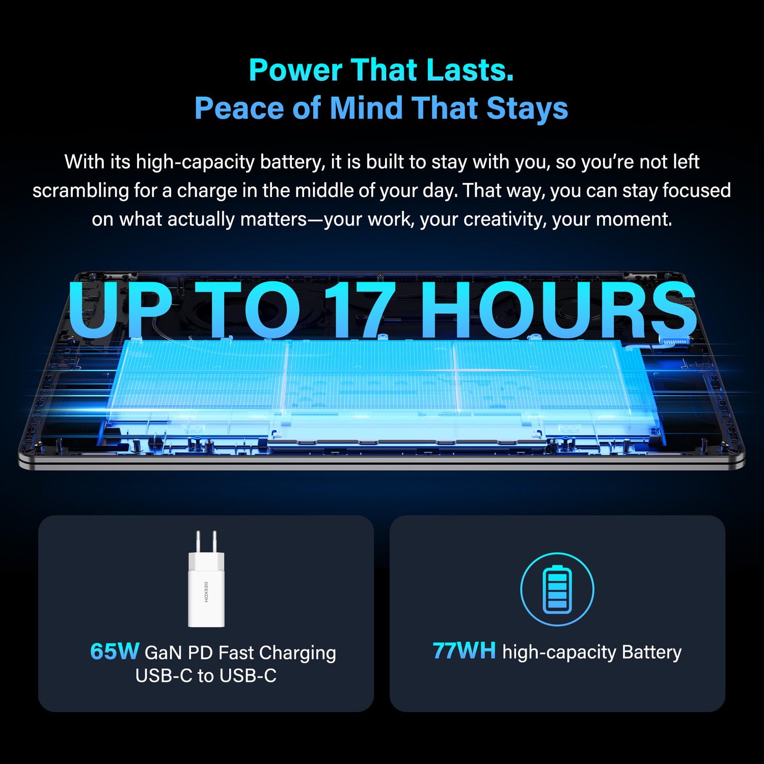 GEEKOM GeekBook X16 Pro 2.8 lbs Laptop, 16" IPS 2.5K 16:10 Laptop Computer, Ultra 9 185H, 32GB LPDDR5x 7500MHz RAM 2TB SSD, Up to 17 Hour, USB4, Fingerprint, Dual Fan, Copilot, Windows 11 Pro