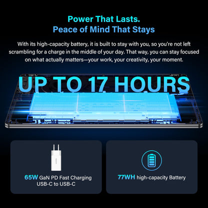 GEEKOM GeekBook X16 Pro 2.8 lbs Laptop, 16" IPS 2.5K 16:10 Laptop Computer, Ultra 9 185H, 32GB LPDDR5x 7500MHz RAM 2TB SSD, Up to 17 Hour, USB4, Fingerprint, Dual Fan, Copilot, Windows 11 Pro