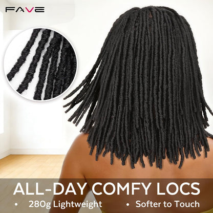 FAVE Soft Faux Locs Wig Synthetic Full Double Lace Dreadlock Wig Ombre Brown Braided Wigs for Black Women Dreads Wig for Women Natural Looking Part Free（Natural Color,280g）