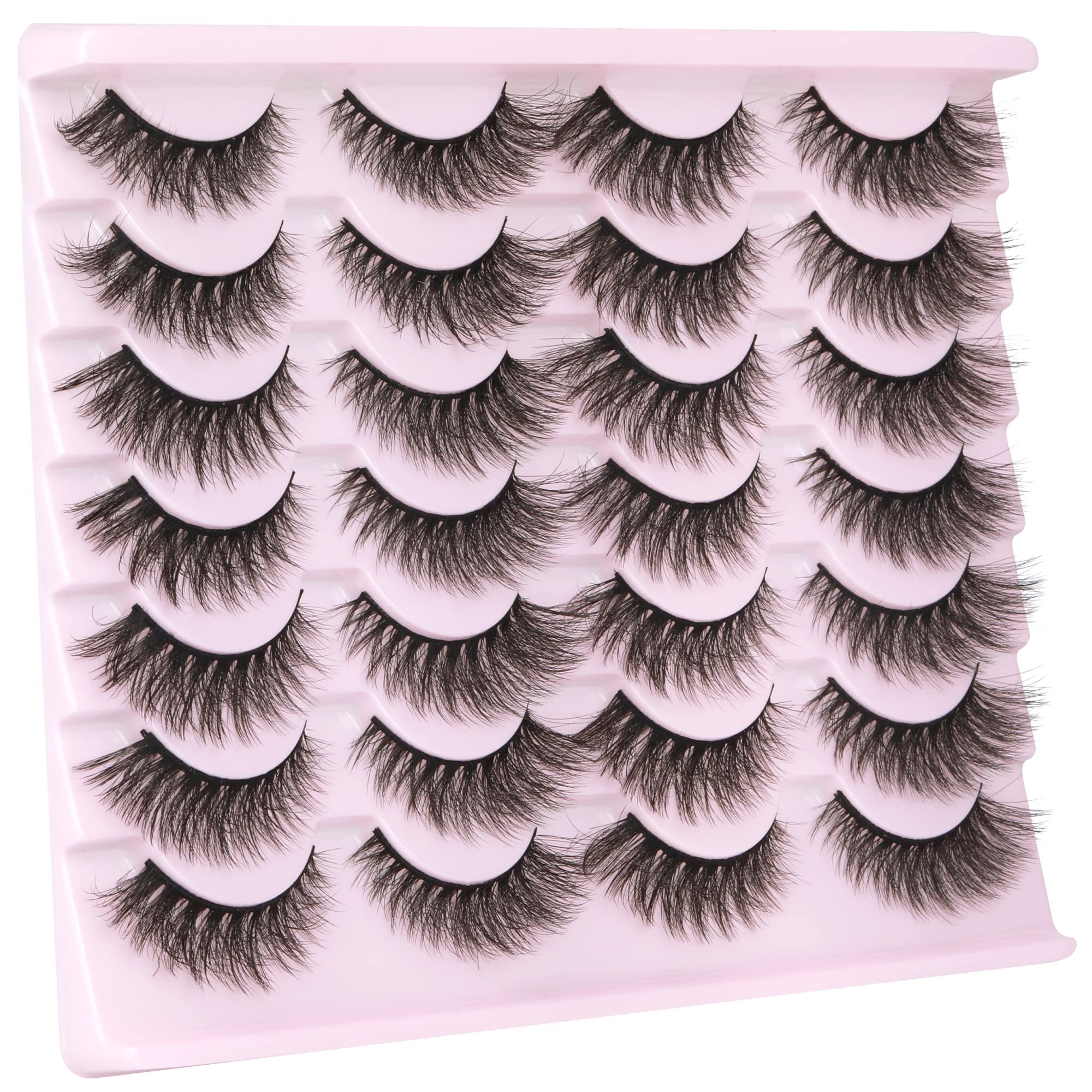 14 Pairs Wispy Mink Lashes False Eye Lashes Natural Look 5D Volume 16mm Fake Eyelashes Pack by TNFVLONEINS