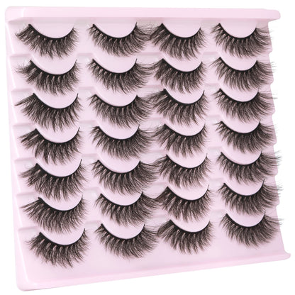 14 Pairs Wispy Mink Lashes False Eye Lashes Natural Look 5D Volume 16mm Fake Eyelashes Pack by TNFVLONEINS