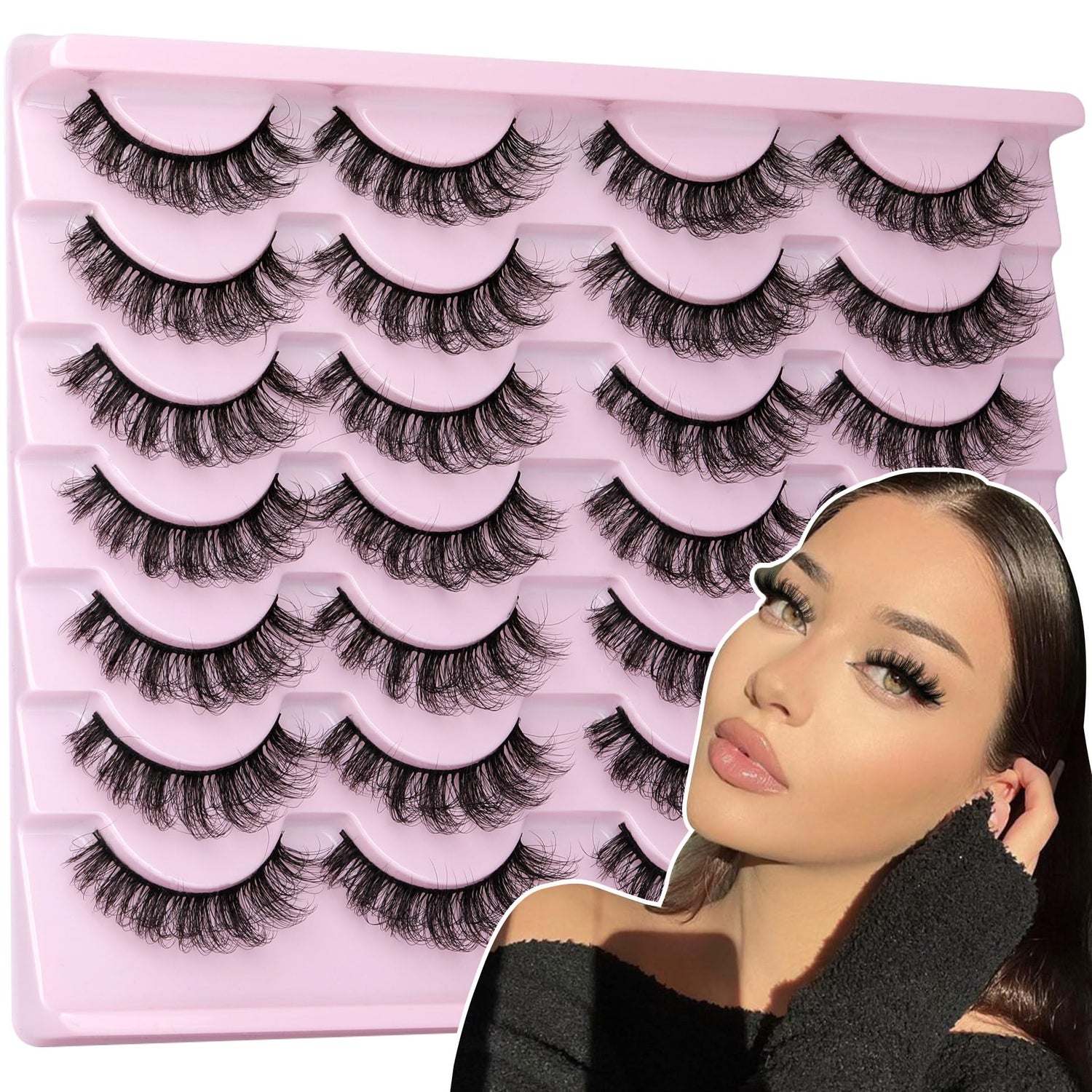 14 Pairs Wispy Mink Lashes False Eye Lashes Natural Look 5D Volume 16mm Fake Eyelashes Pack by TNFVLONEINS