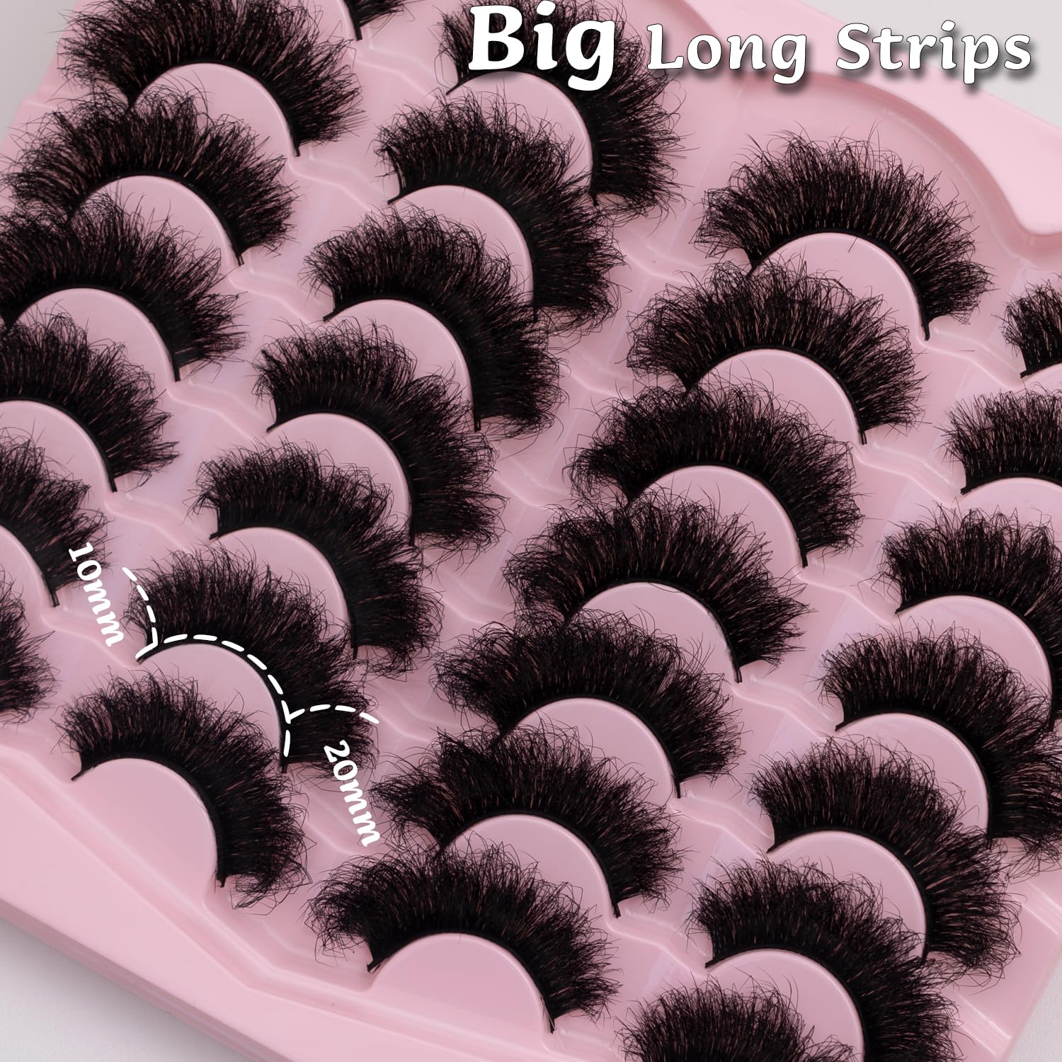 Mink Lashes Fluffy 20mm Volume False Eyelashes 8D Cat Eye Strip Lashes D Curl 14 Pairs Dramatic Soft Eyelash 25mm Big Long Lash Strips Lashes Pack That Look Like Extensions Faux Mink Lashes