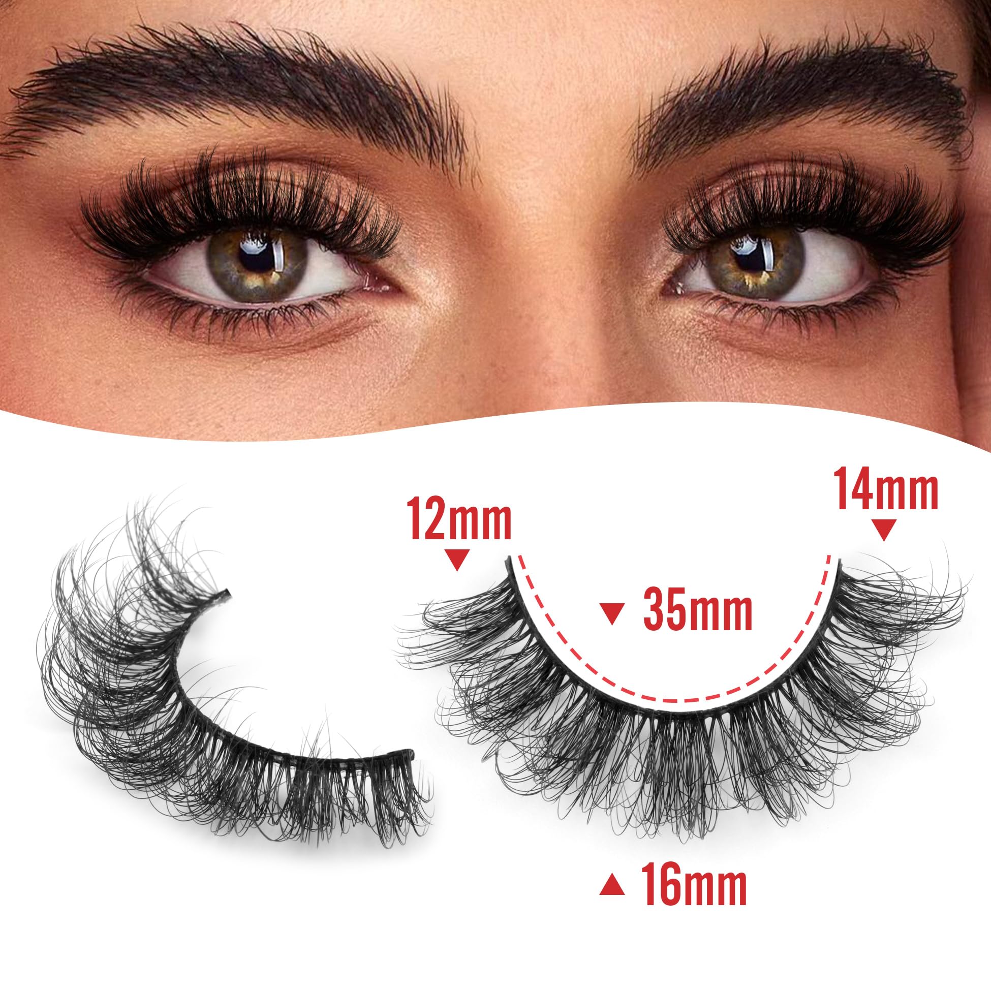 14 Pairs Wispy Mink Lashes False Eye Lashes Natural Look 5D Volume 16mm Fake Eyelashes Pack by TNFVLONEINS