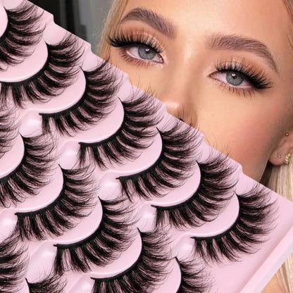 14 Pairs Wispy Mink Lashes False Eye Lashes Natural Look 5D Volume 16mm Fake Eyelashes Pack by TNFVLONEINS