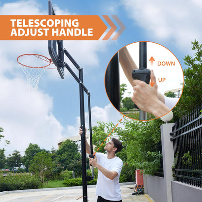 Basketball Hoop Outdoor Protable 44/48 Inch Impact Backboard, 4.8-10FT Height Adjustable Basketball Hoop Goal System with Wheels for Adults
