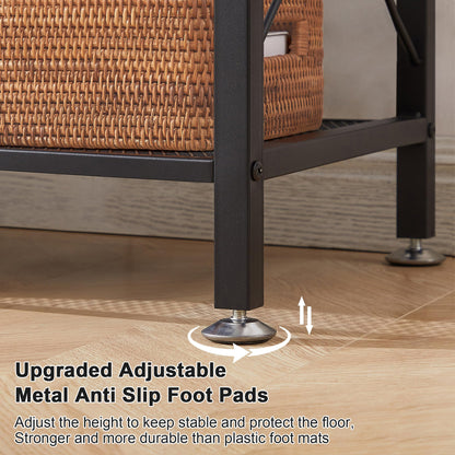 VECELO TV Stand with Power Outlets for 65 Inch Industria Media Entertainment Center with Charging Station, 3-Tier Open Shelves &amp; Metal Frame for Living Room, Bedroom, 55 Inch, Brown