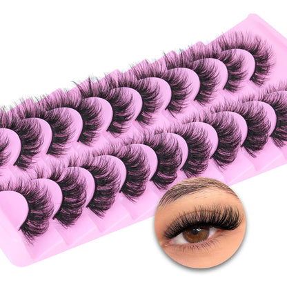 14 Pairs Wispy Mink Lashes False Eye Lashes Natural Look 5D Volume 16mm Fake Eyelashes Pack by TNFVLONEINS