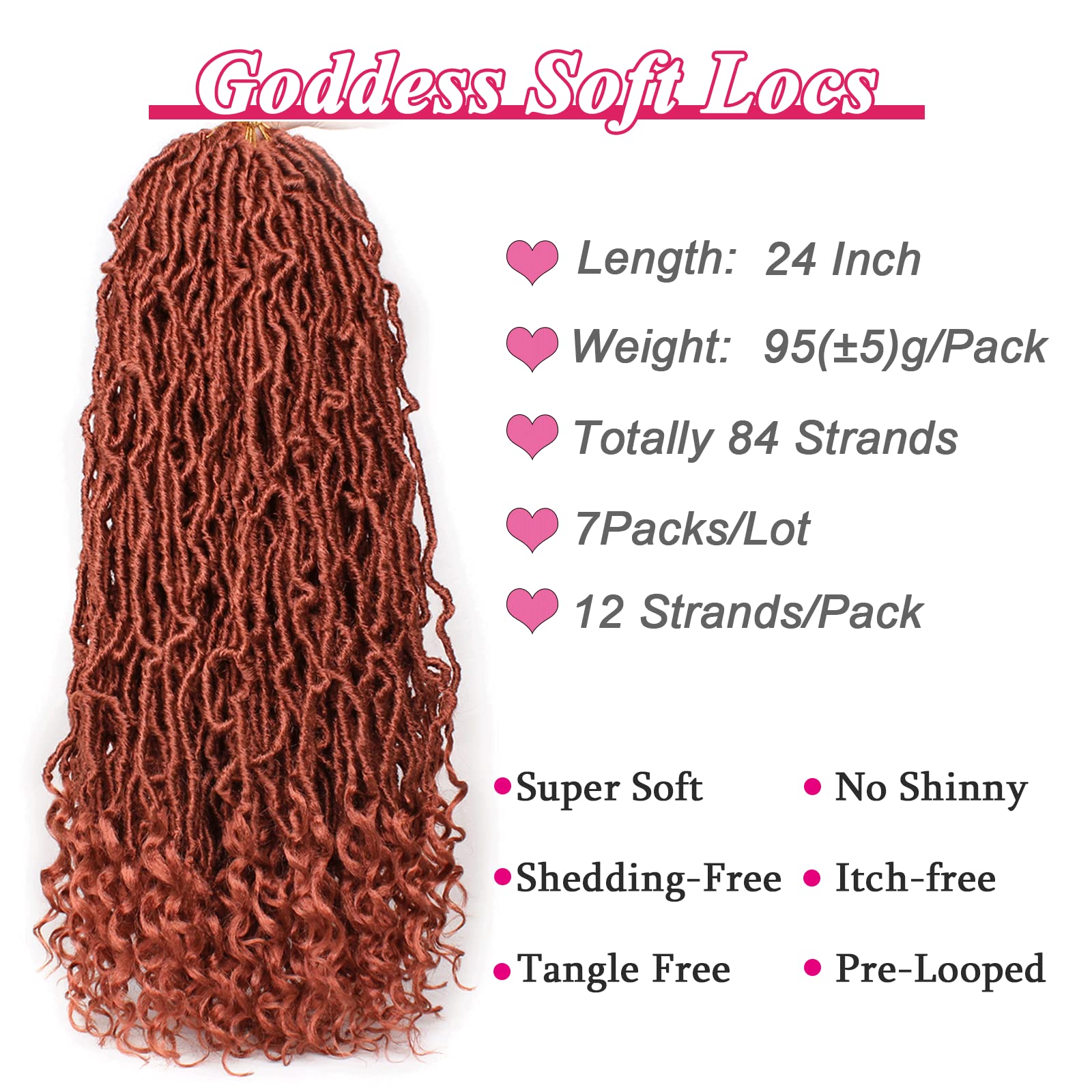 Leeven 7 Packs Faux Locs With Curly Ends 18 Inch Pre-looped Goddess Locs Crochet Hair 84 Strands Natural Black Crochet Bohemian Soft Locs Braiding Hair Extensions With Curls for Women 1B