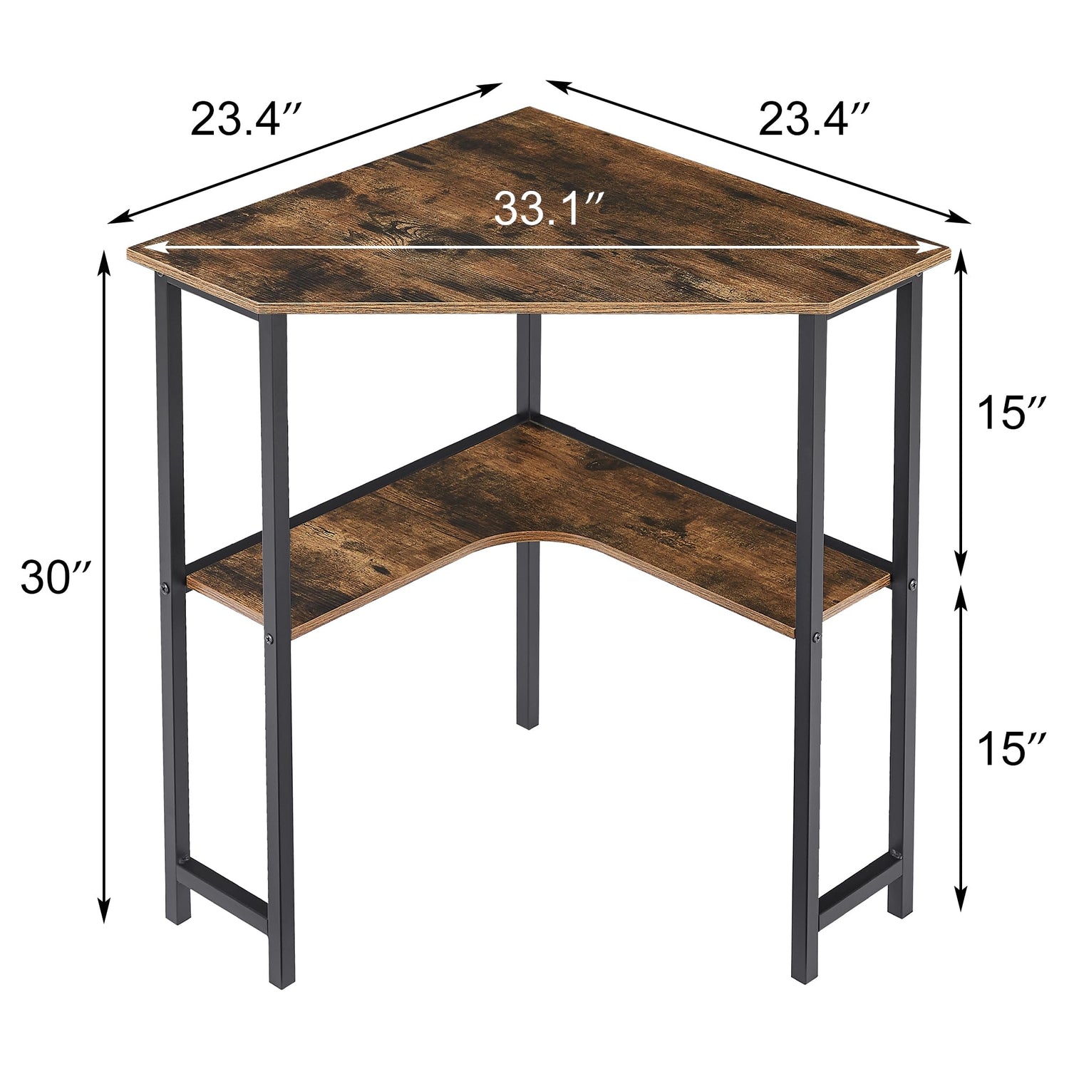 VECELO Corner Computer Desk 41x30 inches with Charging Station &amp; Keyboard &amp; Storage Shelves for Small Space,Triangle Table for Home Office Bedroom,Black