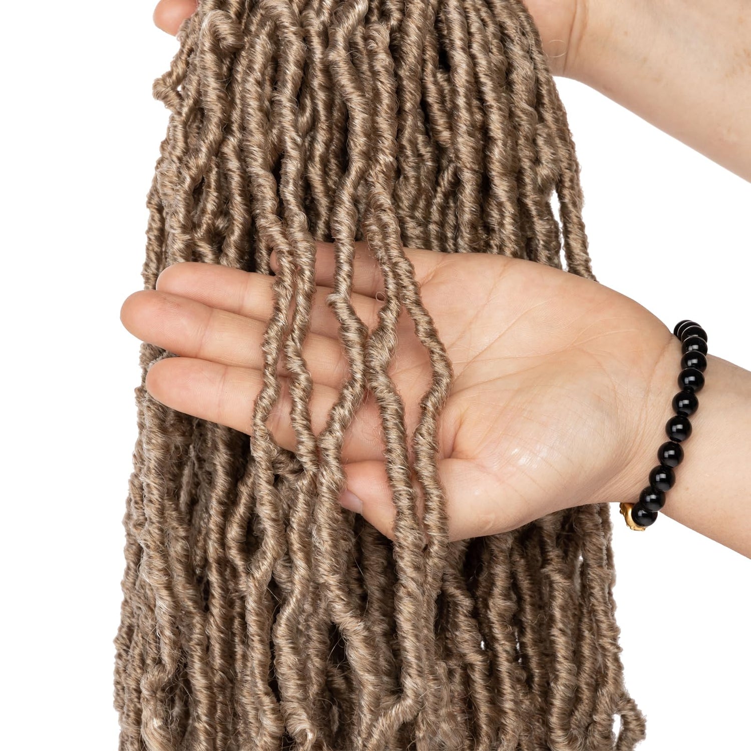 Leeven 7 Packs Faux Locs With Curly Ends 18 Inch Pre-looped Goddess Locs Crochet Hair 84 Strands Natural Black Crochet Bohemian Soft Locs Braiding Hair Extensions With Curls for Women 1B