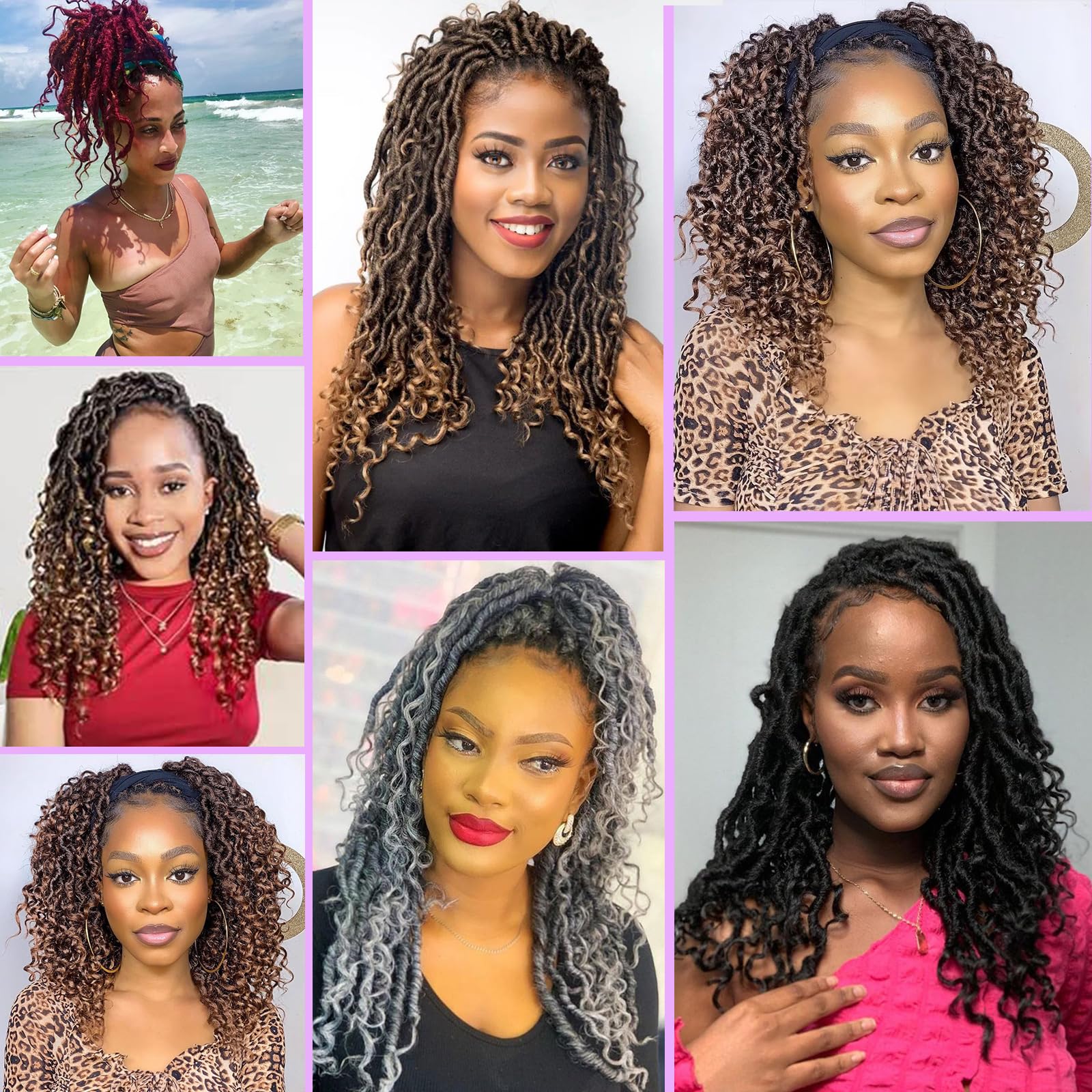 Leeven 7 Packs Faux Locs With Curly Ends 18 Inch Pre-looped Goddess Locs Crochet Hair 84 Strands Natural Black Crochet Bohemian Soft Locs Braiding Hair Extensions With Curls for Women 1B