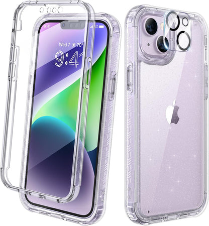Diaclara Designed for iPhone 15 Case, Full Body Rugged Case with Built-in Touch Sensitive Anti-Scratch Screen Protector, with Camera Lens Protector for iPhone 15 6.1" (Wave Blue)