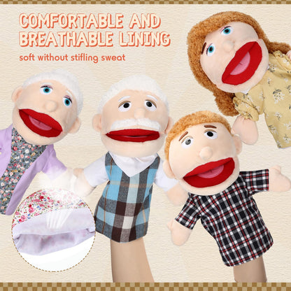 Lenwen 6 Pcs Family Hand Puppet Set Family Members Puppets with Movable Mouth Soft Plush for Boys and Girls Teens Kids Storytelling Play School Teaching Preschool (African American)