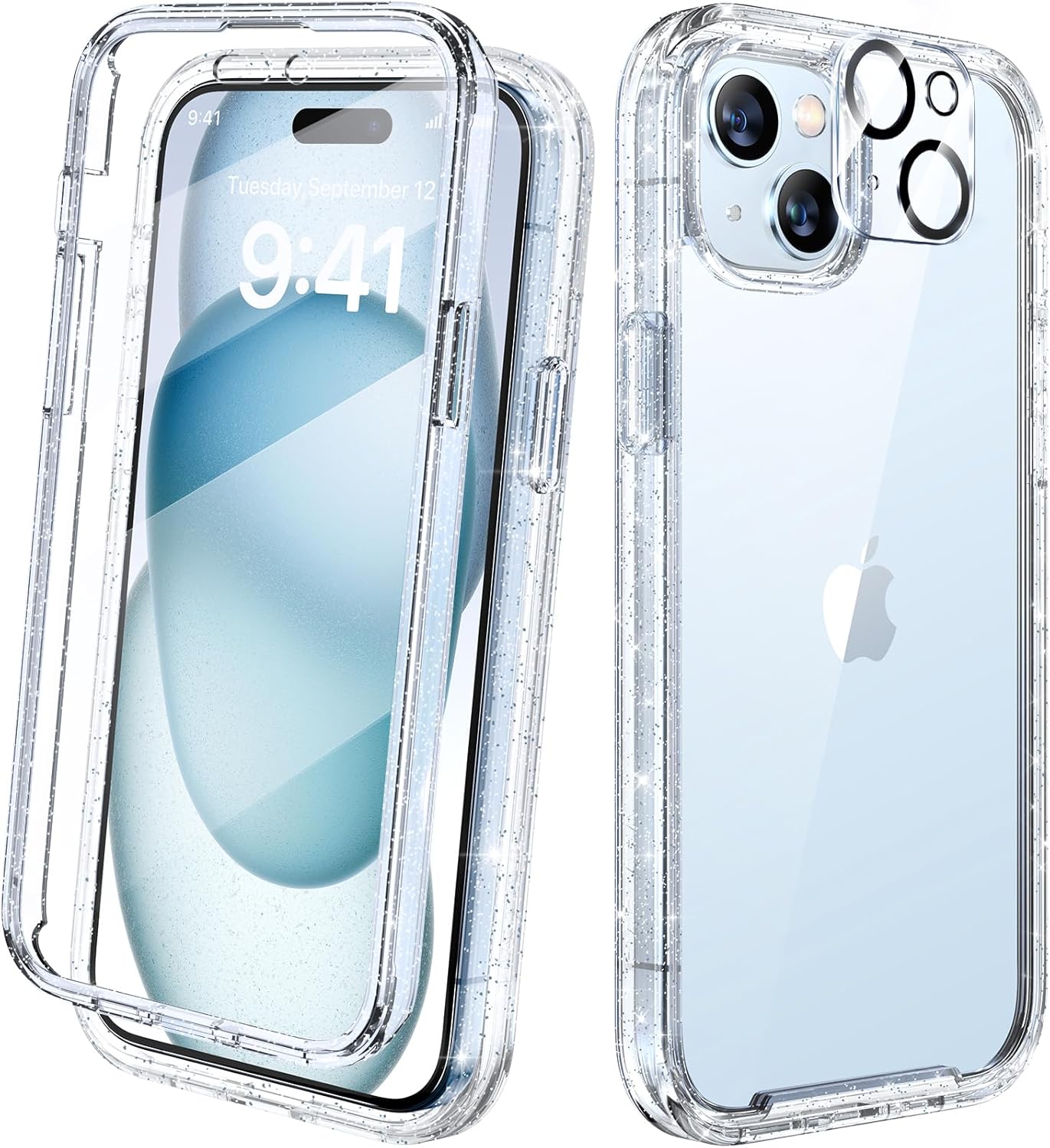 Diaclara Designed for iPhone 15 Case, Full Body Rugged Case with Built-in Touch Sensitive Anti-Scratch Screen Protector, with Camera Lens Protector for iPhone 15 6.1" (Wave Blue)