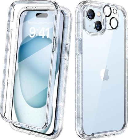 Diaclara Designed for iPhone 15 Case, Full Body Rugged Case with Built-in Touch Sensitive Anti-Scratch Screen Protector, with Camera Lens Protector for iPhone 15 6.1" (Wave Blue)