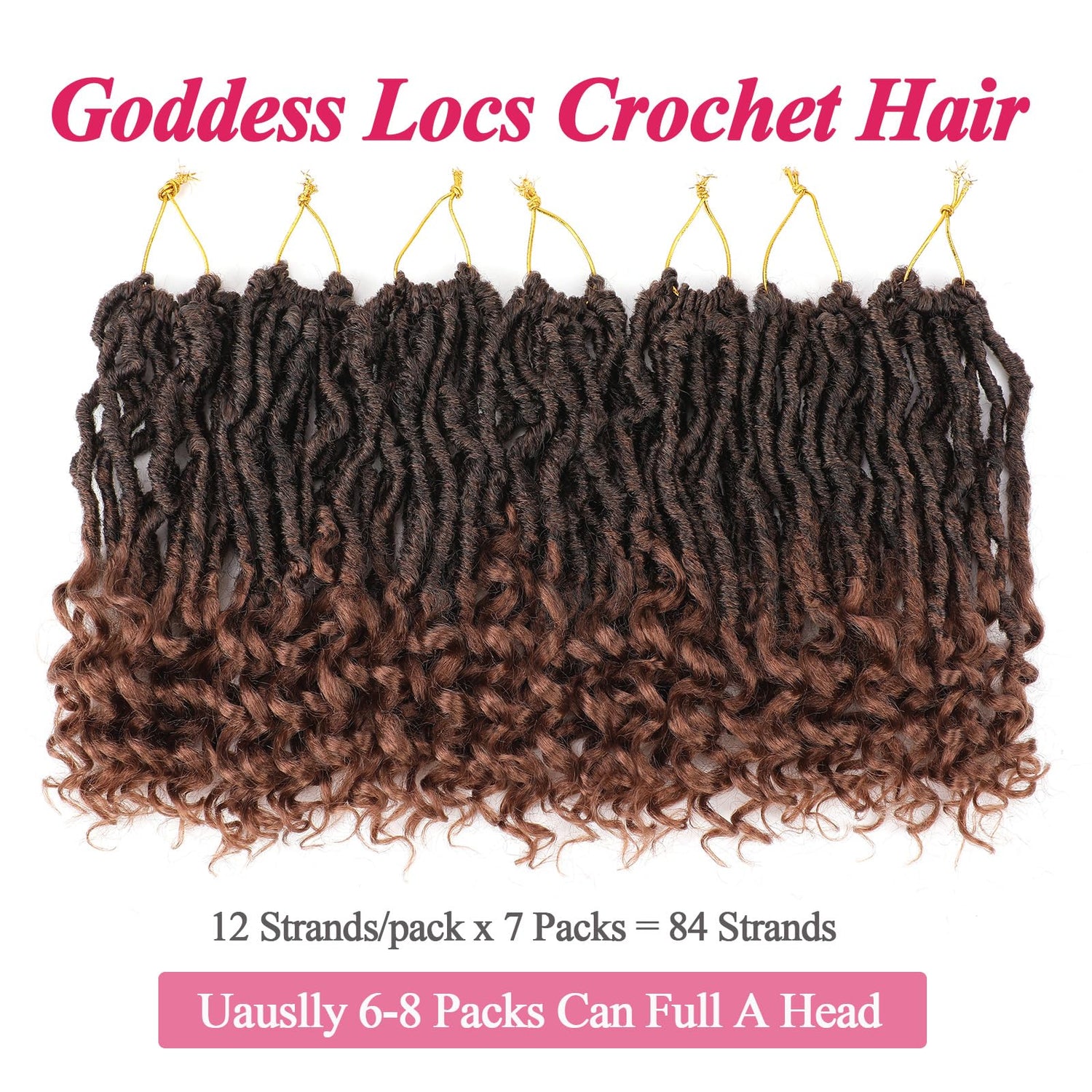 Leeven 7 Packs Faux Locs With Curly Ends 18 Inch Pre-looped Goddess Locs Crochet Hair 84 Strands Natural Black Crochet Bohemian Soft Locs Braiding Hair Extensions With Curls for Women 1B
