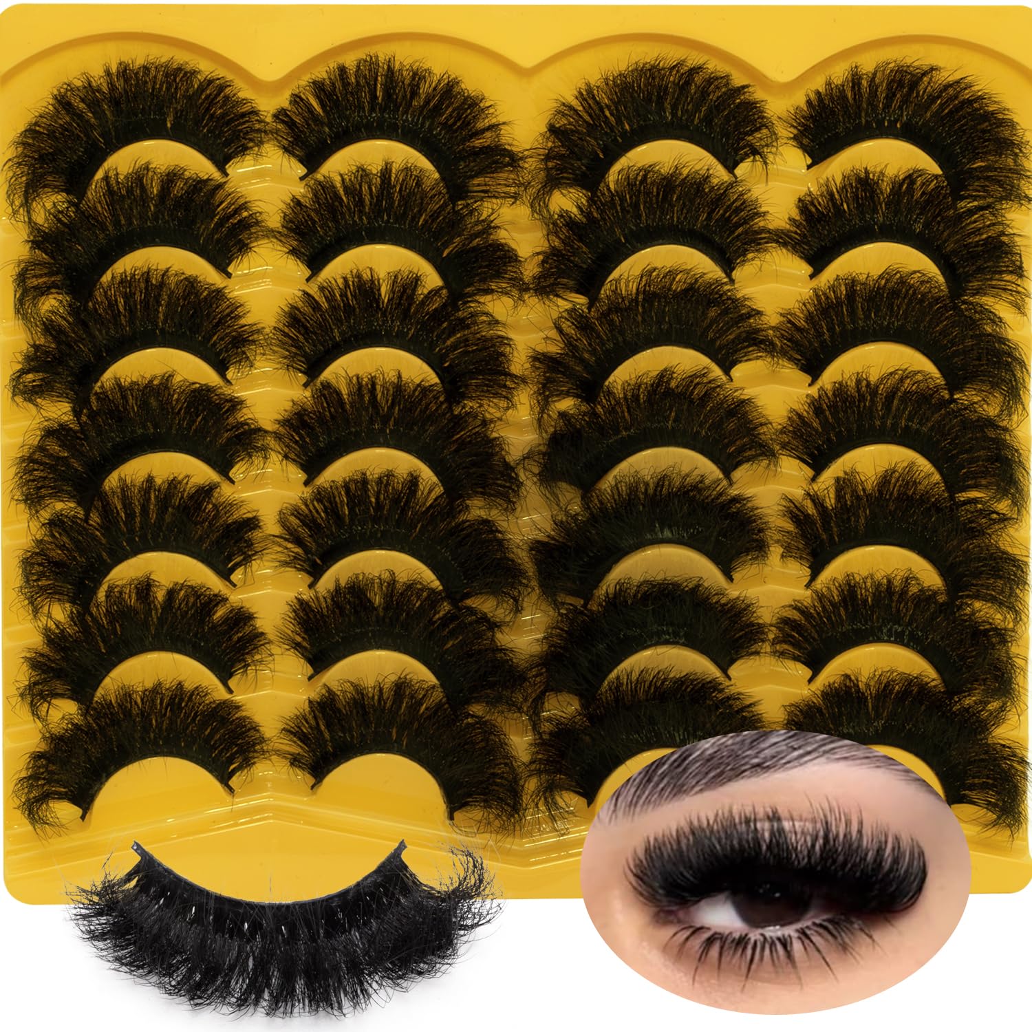Mink Lashes Fluffy 20mm Volume False Eyelashes 8D Cat Eye Strip Lashes D Curl 14 Pairs Dramatic Soft Eyelash 25mm Big Long Lash Strips Lashes Pack That Look Like Extensions Faux Mink Lashes