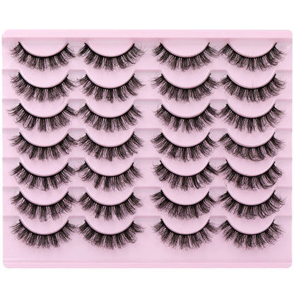 14 Pairs Wispy Mink Lashes False Eye Lashes Natural Look 5D Volume 16mm Fake Eyelashes Pack by TNFVLONEINS