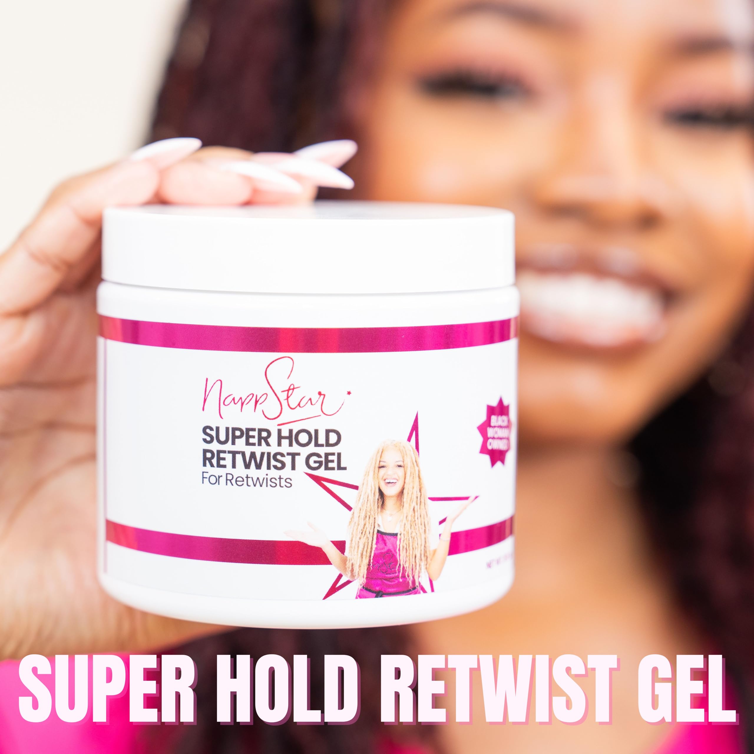 NappStar Super Hold Retwist Gel, Strong Hold for Locs and Edges, Non-Flaking, 4 Fl Oz